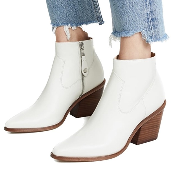 Rag & Bone Razor Western Ankle Boot in Antique White leather heeled leather 37 - Picture 1 of 16